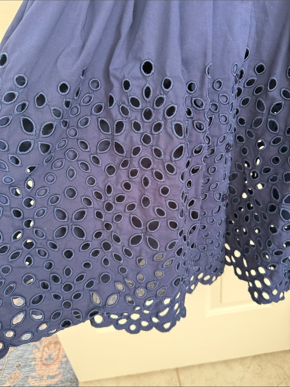Exquise Navy Eyelet Hem Mini Dress - Picture 3 of 4